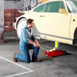 Hydraulinen hallitunkki autoille, teräs, nostokorkeus 8–38 cm, kantavuus 2,5 t, punainen