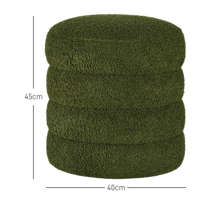 Pyöreä rahi teddyfleece-verhoilulla, Ø40 x 45 cm, 120 kg, vihreä