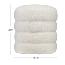 Rahituoli pyöreä teddyfleece Ø40x45 cm 120 kg kermanvalkoinen
