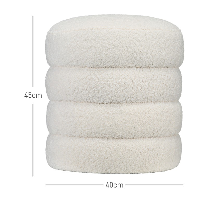 Rahituoli pyöreä teddyfleece Ø40x45 cm 120 kg kermanvalkoinen