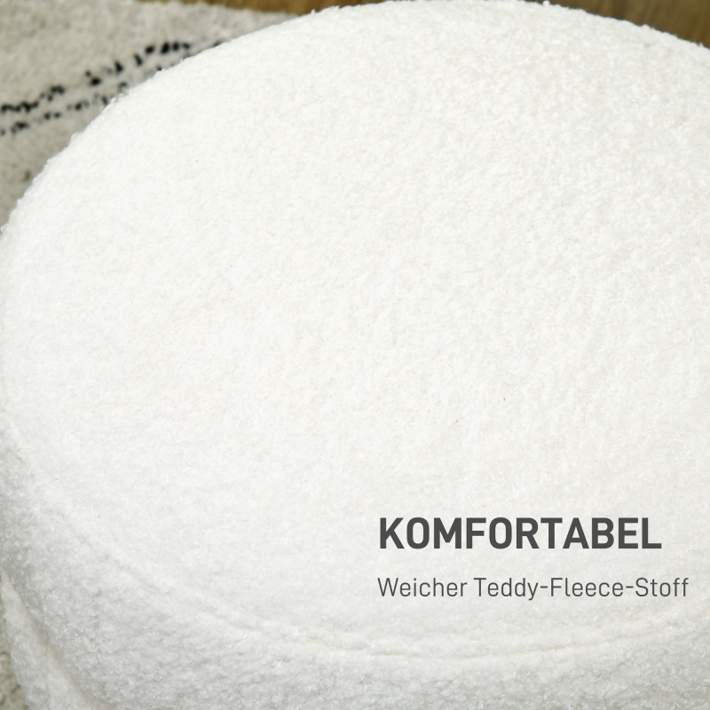 Rahituoli pyöreä teddyfleece Ø40x45 cm 120 kg kermanvalkoinen