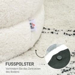 Rahituoli pyöreä teddyfleece Ø40x45 cm 120 kg kermanvalkoinen