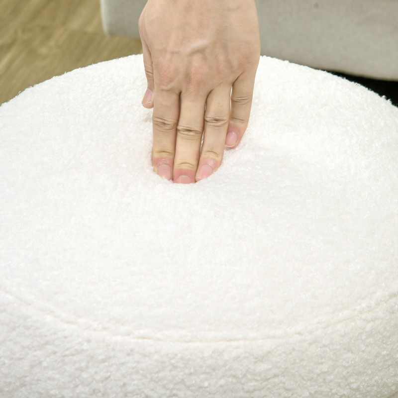 Rahituoli pyöreä teddyfleece Ø40x45 cm 120 kg kermanvalkoinen