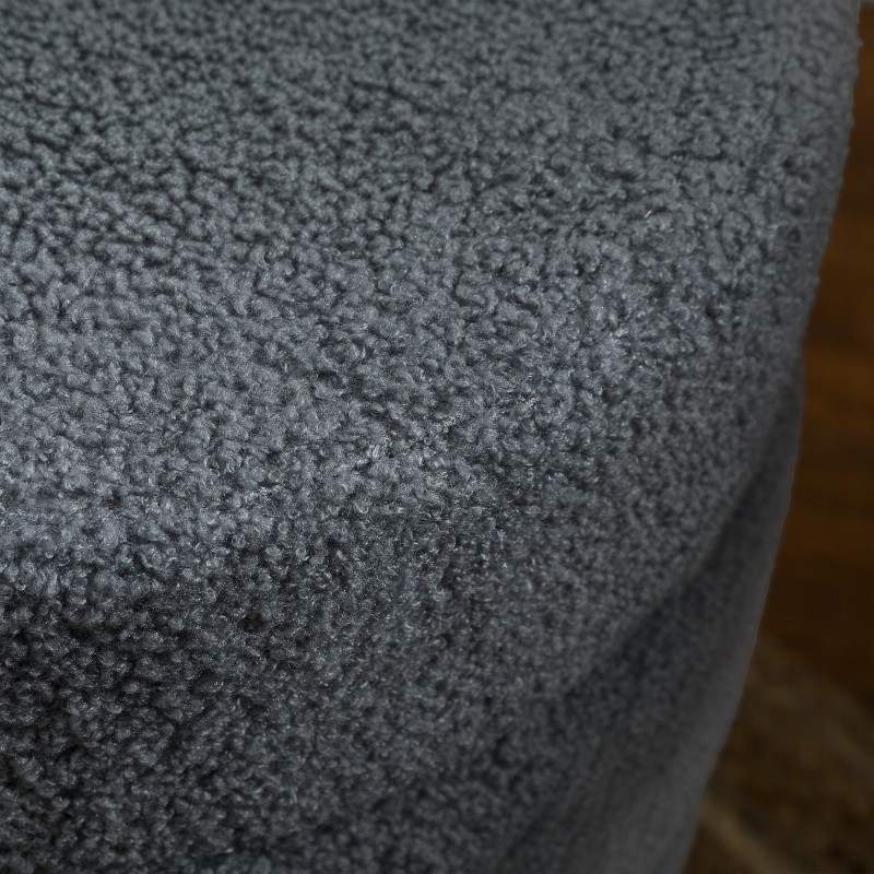 Pyöreä rahijakkara teddyfleece-pehmusteella Ø40 x 45 cm tummanharmaa, kantavuus 120 kg