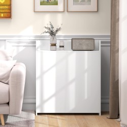 Taitettava ruokapöytä hyllyillä pieniin tiloihin, teräsrunko ja MDF, 78,5 x 91 x 93 cm, valkoinen