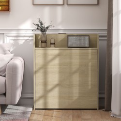 Taitettava ruokapöytä hyllyllä, teollinen MDF/teräs, 78,5 x 91 x 93 cm, tammi