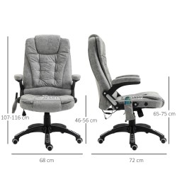 Ergonominen hierova työtuoli lämmitystoiminnolla, mikrokuitu, säädettävä, harmaa, max 120 kg
