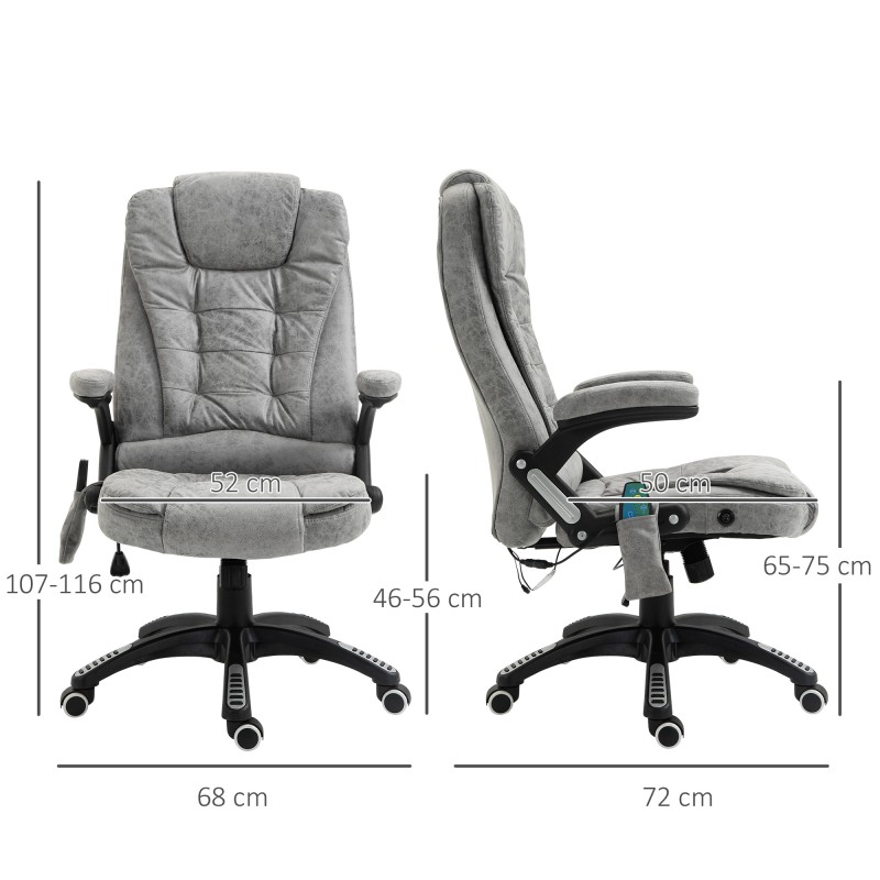 Ergonominen hierova työtuoli lämmitystoiminnolla, mikrokuitu, säädettävä, harmaa, max 120 kg