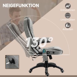 Ergonominen hierova työtuoli lämmitystoiminnolla, mikrokuitu, säädettävä, harmaa, max 120 kg