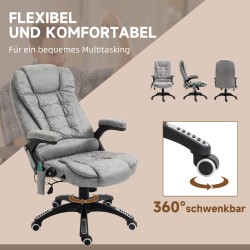 Ergonominen hierova työtuoli lämmitystoiminnolla, mikrokuitu, säädettävä, harmaa, max 120 kg