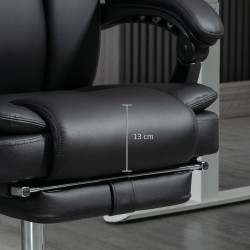 Säädettävä työtuoli hieronta- ja lämpötoiminnoilla, jalkatuki, keinonahka, musta