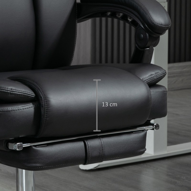 Säädettävä työtuoli hieronta- ja lämpötoiminnoilla, jalkatuki, keinonahka, musta