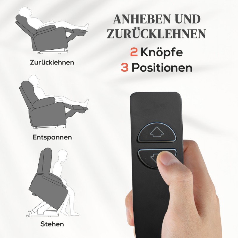 Sähkökäyttöinen nousu- ja lepotuoli senioreille, värinähieronta ja lämpö, 91 x 144 x 88 cm, harmaa