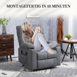 Sähkökäyttöinen nousu- ja lepotuoli senioreille, värinähieronta ja lämpö, 91 x 144 x 88 cm, harmaa