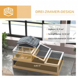 Kilpikonnien hoitokoti 2 tasoa sisä- ja ulkokäyttöön, kuusi, 112 x 65 x 59 cm, harmaa-valkoinen