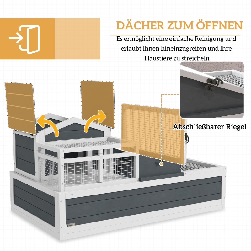 Kilpikonnien hoitokoti 2 tasoa sisä- ja ulkokäyttöön, kuusi, 112 x 65 x 59 cm, harmaa-valkoinen