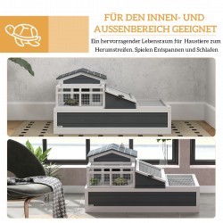 Kilpikonnien hoitokoti 2 tasoa sisä- ja ulkokäyttöön, kuusi, 112 x 65 x 59 cm, harmaa-valkoinen