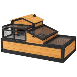 Kilpikonnien puulaatikko 2 tasoa sisä ja ulkokäyttöön 112 x 65 x 59 cm keltainen