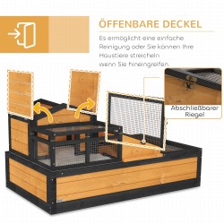 Kilpikonnien puulaatikko 2 tasoa sisä- ja ulkokäyttöön 112 x 65 x 59 cm keltainen