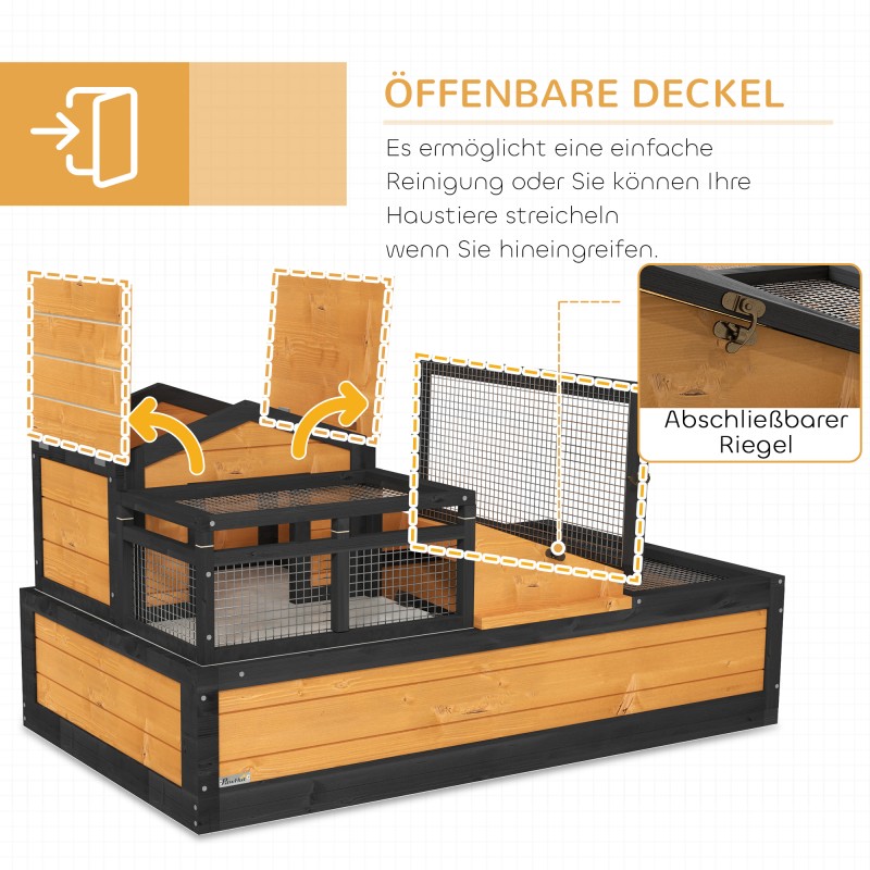 Kilpikonnien puulaatikko 2 tasoa sisä- ja ulkokäyttöön 112 x 65 x 59 cm keltainen