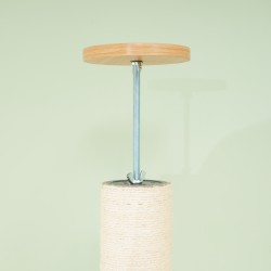 Kattoon ulottuva kissan raapimispuu, kaatumissuoja, sisalpylväät, 40x40x230–250 cm, tammi/kermanvalkoinen