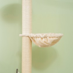 Kattoon ulottuva kissan raapimispuu, kaatumissuoja, sisalpylväät, 40x40x230–250 cm, tammi/kermanvalkoinen