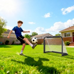 Jalkapallomaalisetti 2 kpl taitettava minimaali metallirunko 90 x 36 x 60 cm musta