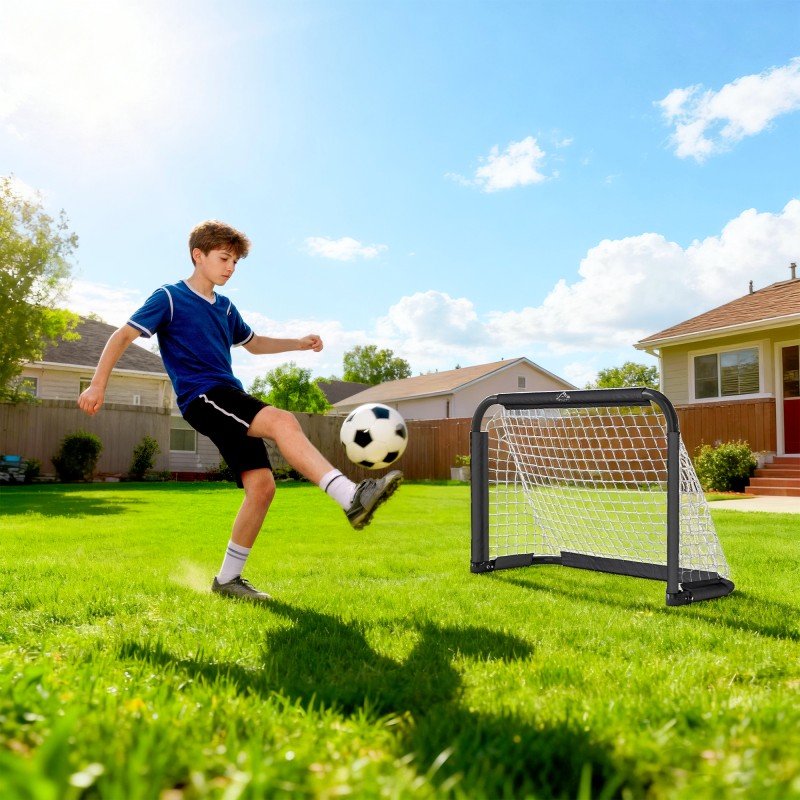 Jalkapallomaalisetti 2 kpl taitettava minimaali metallirunko 90 x 36 x 60 cm musta