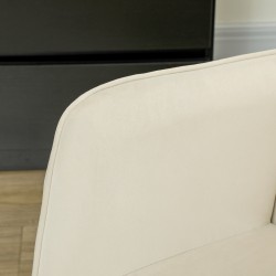 Keinutuoli leveällä selkänojalla, paksu pehmuste, pyökki/teräsrunko, max 120 kg, beige