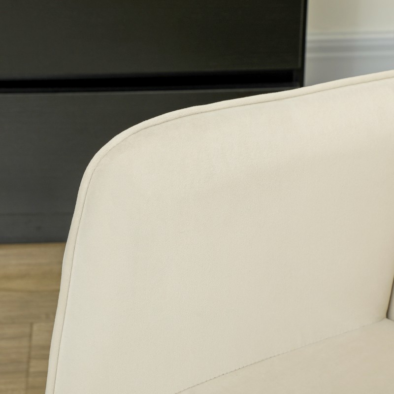 Keinutuoli leveällä selkänojalla, paksu pehmuste, pyökki/teräsrunko, max 120 kg, beige