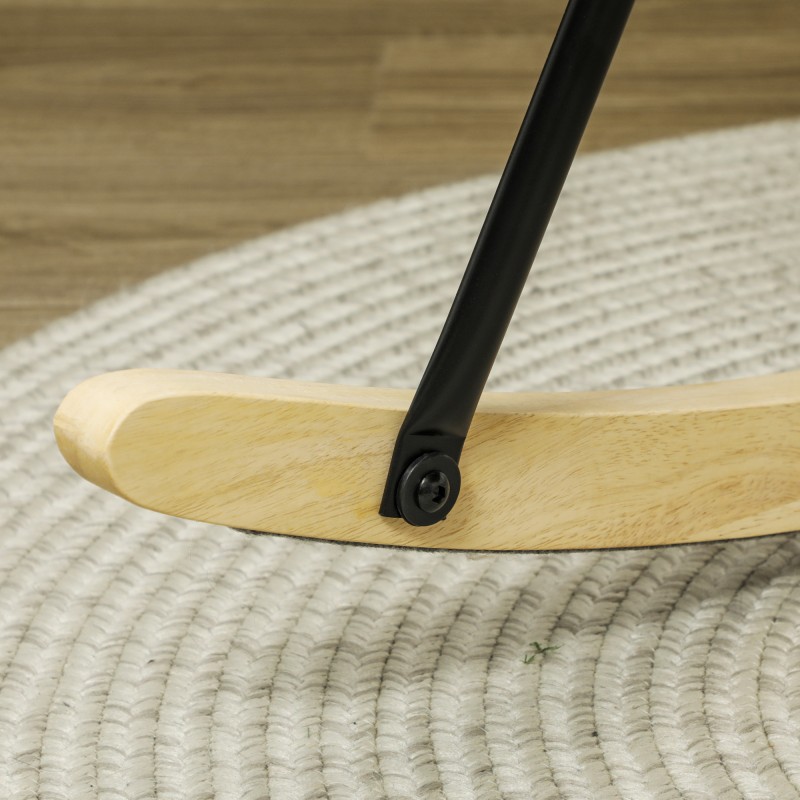 Keinutuoli leveällä selkänojalla, paksu pehmuste, pyökki/teräsrunko, max 120 kg, beige