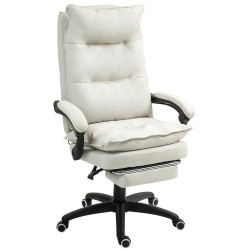 Hierova työtuoli toimistoon ergonominen keinokuituverhoilu korkeussäädettävä cremevalkoinen