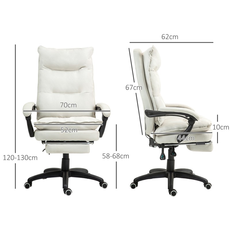 Hierova työtuoli toimistoon, ergonominen keinokuituverhoilu, korkeussäädettävä, cremevalkoinen