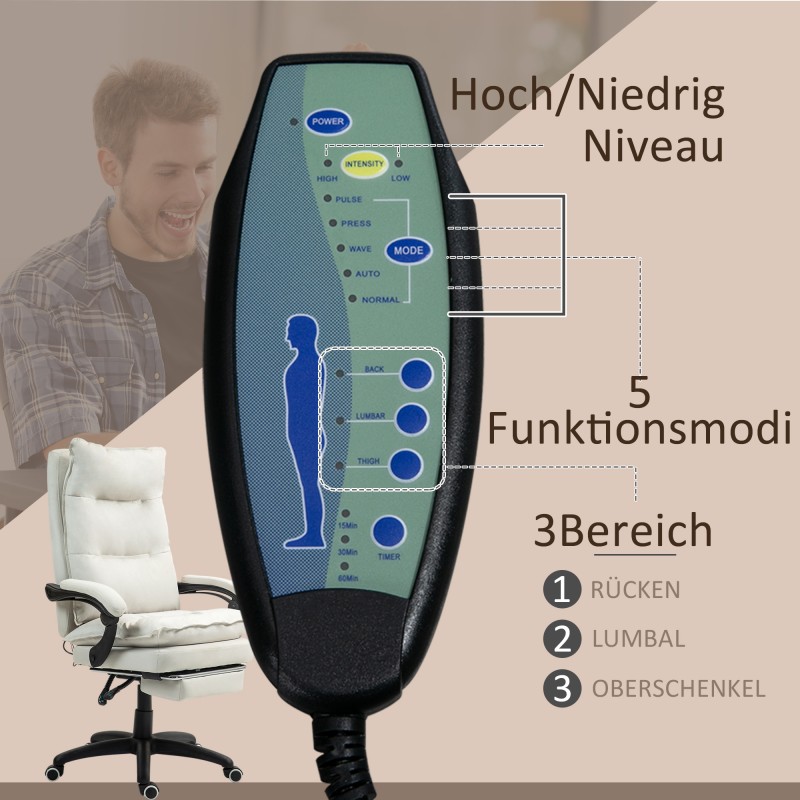 Hierova työtuoli toimistoon, ergonominen keinokuituverhoilu, korkeussäädettävä, cremevalkoinen