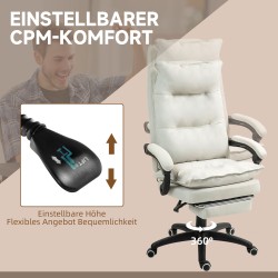 Hierova työtuoli toimistoon, ergonominen keinokuituverhoilu, korkeussäädettävä, cremevalkoinen