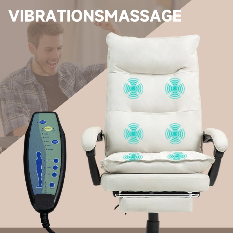 Hierova työtuoli toimistoon, ergonominen keinokuituverhoilu, korkeussäädettävä, cremevalkoinen