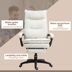 Hierova työtuoli toimistoon, ergonominen keinokuituverhoilu, korkeussäädettävä, cremevalkoinen