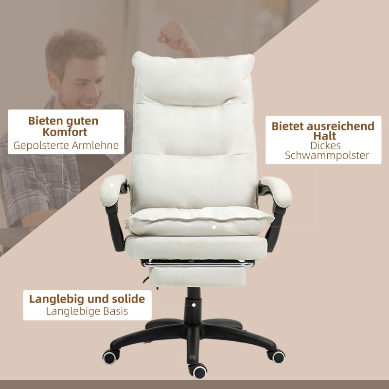 Hierova työtuoli toimistoon, ergonominen keinokuituverhoilu, korkeussäädettävä, cremevalkoinen