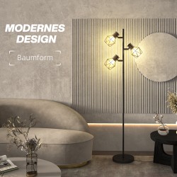 Lattiavalaisin 3-lamppuinen puumainen metallirunko olohuoneeseen ja makuuhuoneeseen musta