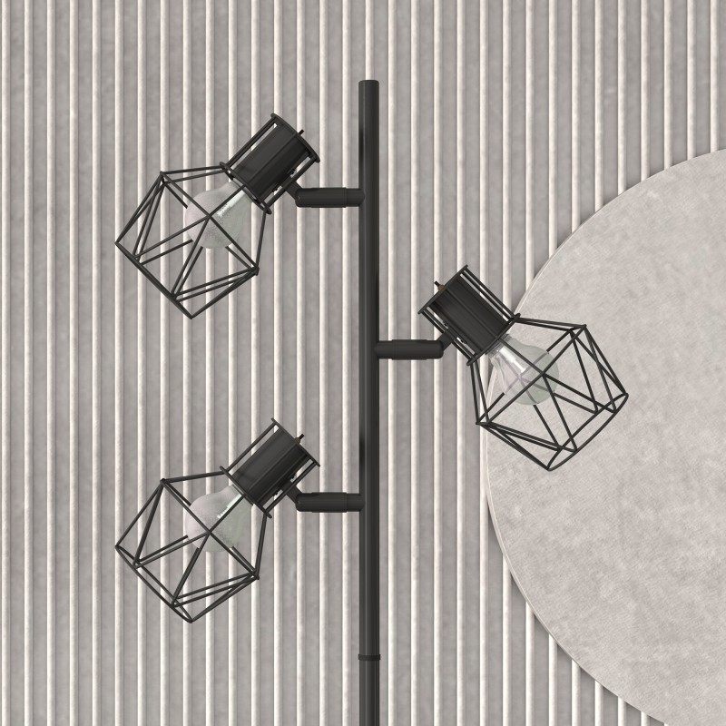 Lattiavalaisin 3-lamppuinen puumainen metallirunko olohuoneeseen ja makuuhuoneeseen musta