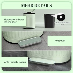 Poljinroskakori 20 l metallia pehmeästi sulkeutuva kansi irrotettava sisäastia vihreä