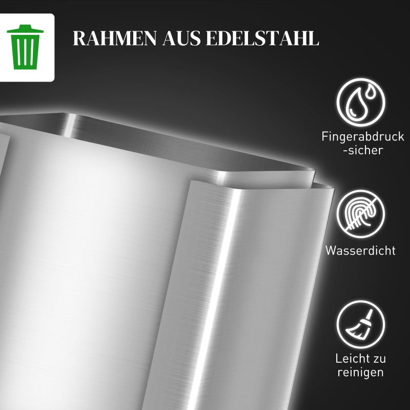 Kaksiosainen jäteastia poljinavaus 2 x 20 L ruostumaton teräs ja muovi hopea