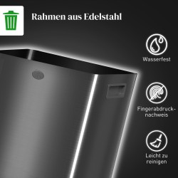 Jäteastia keittiöön 2-osainen 2 x 20 L poljin, ruostumaton teräs ja muovi, musta