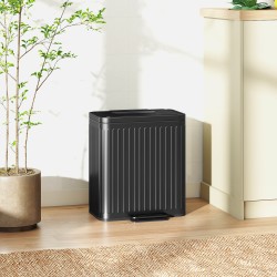 Kaksoisjäteastia keittiöön 2 x 20 l, poljin, metalli ja muovi, musta