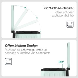 Kaksiosastoinen keittiöroska-astia 2 x 20 L, poljin, metalli ja muovi, vihreä