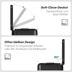 Keittiön lajitteluroskis kahdella 20 l säiliöllä, metalli ja muovi, 40 l, musta