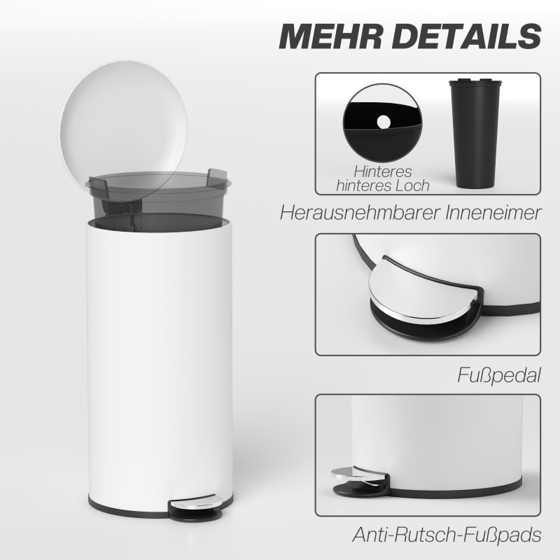 Roska-astia poljinroskis metalli 30 l kermanvalkoinen