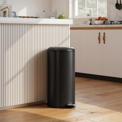 Poljinroskakori 30 l metallia, soft close -kansi, irrotettava sisäastia, musta