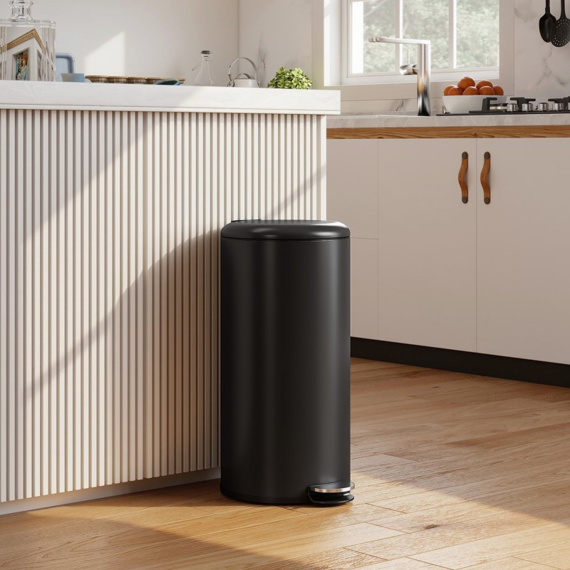 Poljinroskakori 30 l metallia, soft close -kansi, irrotettava sisäastia, musta