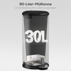 Poljinroskakori 30 l metallia, soft close -kansi, irrotettava sisäastia, musta